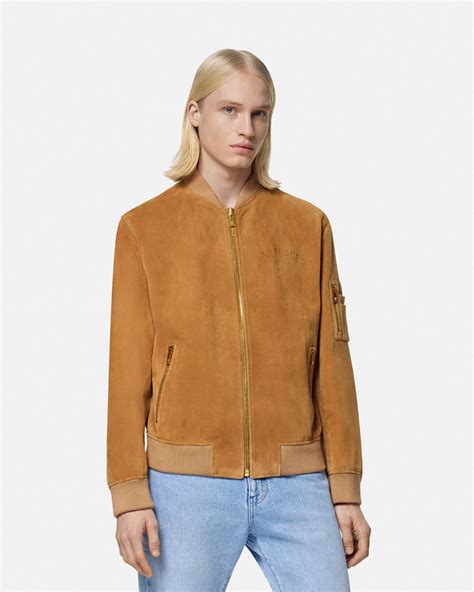 versace daunenjacke herren|versace suede bomber jacket.